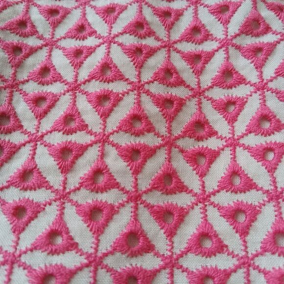 Talbots Pink & Cream Embroidered Eyelet Cutout Pencil Style Skirt Women's Size 4 - Picture 8 of 12